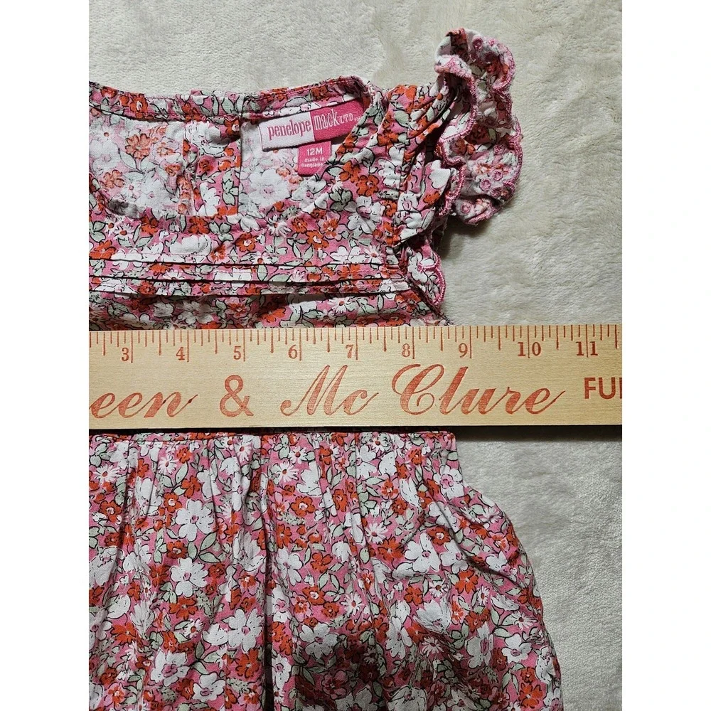 Penelope Mack Baby Girl‎ Floral Dress w/ Bloomers Pink Cotton 12M